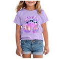 thumbnail image 1 of Zaveiop Kids Halloween Shirt Cute Ghost with Bow Graphic Short Sleeve T Shirt Girls Holiday Tee Size 6-7 Years, 1 of 5