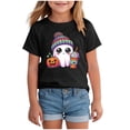 thumbnail image 1 of Zaveiop Kids Halloween T Shirt Cute Ghost Graphic Short Sleeve Crew Neck Girls Tee Holiday Size 12-13 Years, 1 of 5