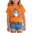 thumbnail image 1 of Zaveiop Kids Halloween T Shirt Cute Ghost Graphic Short Sleeve Crew Neck Girls Tee Holiday Size 6-7 Years, 1 of 5