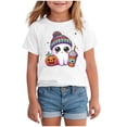 thumbnail image 1 of Zaveiop Kids Halloween T Shirt Cute Ghost Graphic Short Sleeve Crew Neck Girls Tee Holiday Size 8-9 Years, 1 of 5