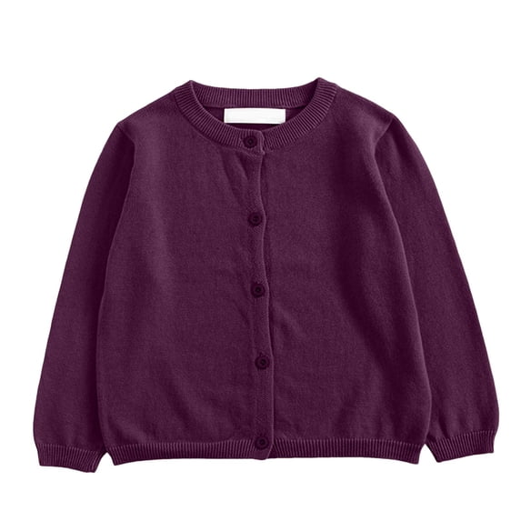Zaveiop Sweater Toddler Boys Girls Crewneck Cardigan Sweaters Long Sleeve 12 Months 2t 3t 4t Kids Button Cotton School Uniform Knit Tops Outwear (Dark Purple,5-6 Years)