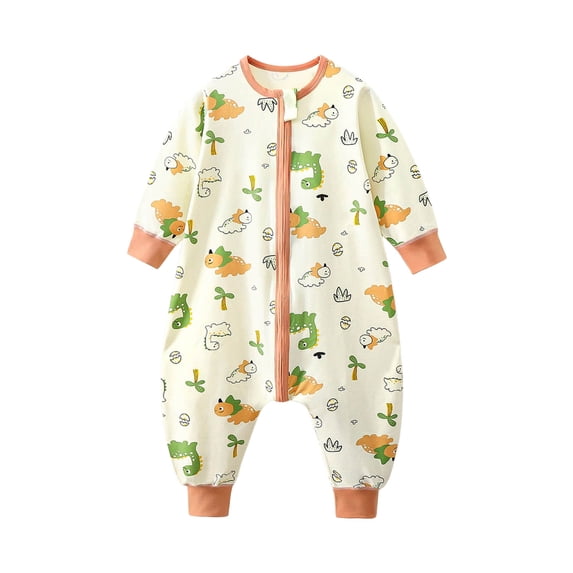 Zaveiop Toddler Baby Sleep Sack with Legs Cotton Wearable Blanket 2-Way Zipper Infant Boy Girl Sleeping Bag (6-12 Months, Light Yellow)