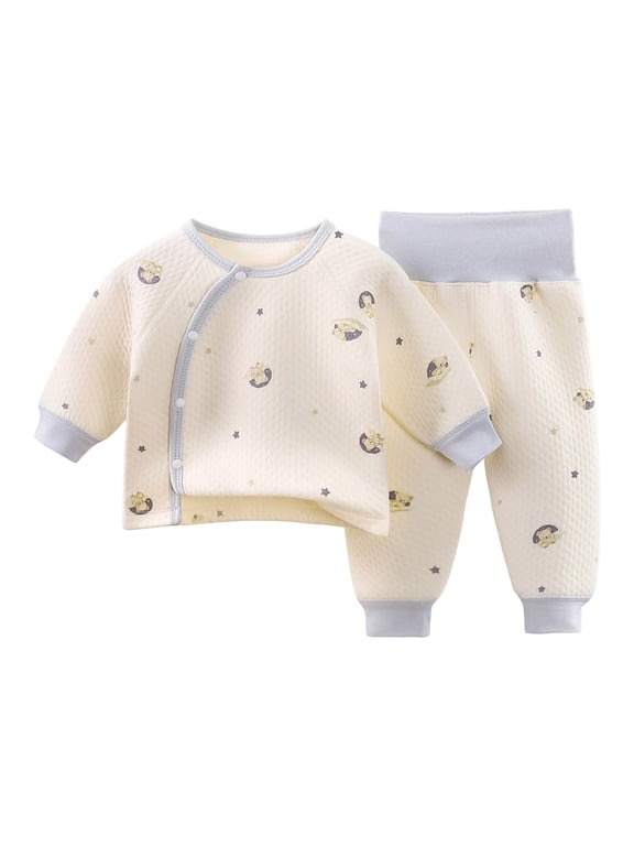 Toddler Boys Girls Wool Blend Warm Thermal Underwear Two Piece Set Long Sleeve Top and Pants Winter Homewear Outfit Size 2-3 Years