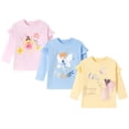 thumbnail image 1 of Zaveiop Toddler Girl Long Sleeve T-Shirts Kids Cotton Fall Top Soft Cotton Casual T-Shirt 3Pack Size (Light Blue,6 Years), 1 of 9