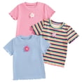 thumbnail image 1 of Zaveiop Toddler Girls Graphic T Shirts 3 Pack Cute Spring Summer Short Sleeve Tees Soft Breathable Top (Blue,5-6 Y), 1 of 5