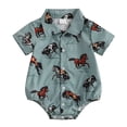 thumbnail image 1 of Zaveiop Western Baby Boy Clothes Cowboy Shirt Romper Long/Short Sleeve Button Down Dress Bodysuit Infant Gentleman Outfits (Blue,0-3 Months), 1 of 6