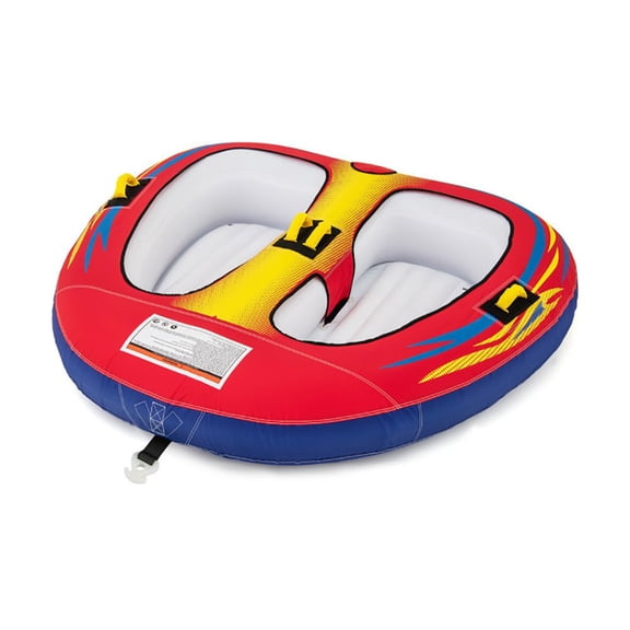 Zaverox 1 or 2 Person Inflatable Towable Tube for Boating with Drainage Heavy Duty PVC Cockpit Boat Tube for Lakes & Water Sports