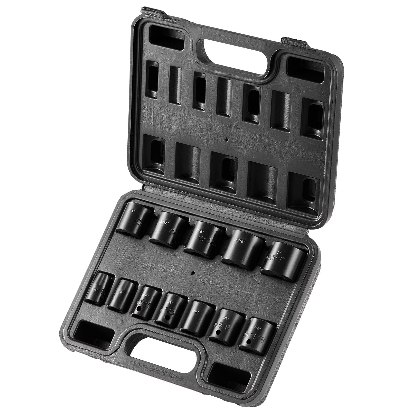 Zaverox 12PCS 3/8" Drive Shallow 6 Point Impact Socket Set, SAE 5/16"-1" Cr-Mo Alloy Steel Auto Repair Socket Kit with Storage Case