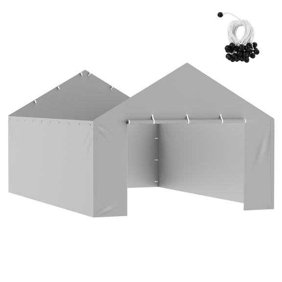 Zaverox 13 x 20 ft Thickened Carport Side Wall Tarp, Grey Waterproof Sun Resistant Replacement Cloth