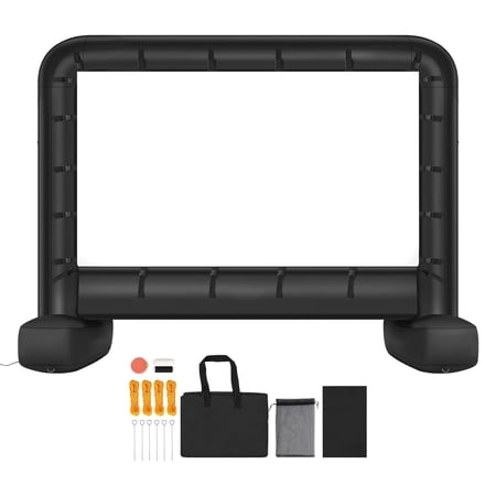 Zaverox 14 ft 16:9 Inflatable Movie Screen, 600D Washable Portable Projection Screen, Easy Setup Blow Up Screen for Home Theater, Backyard, Pool and Theme Activity