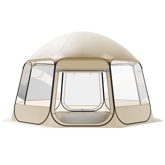 Zaverox 15 x 13.8 ft Pop Up Bubble Tent, Waterproof & UV-Resistant, Outdoor Clear Dome Igloo with Windows, 540 Panoramic View for 12-15 Person Camping