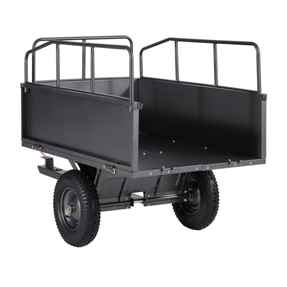 Zaverox 17 Cu.Ft 600Lbs ATV UTV Utility Trailer, Tow-Behind Steel Dump Cart with 16" Tires for Lawn Mower Tractor