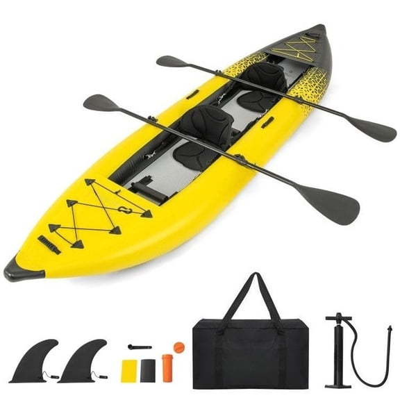 Zaverox  2-Person Inflatable Kayak Set, Portable Inflatable Boat Equipped with Aluminum Oars and Practical Repair Kit for Lake River Outdoor Fishing
