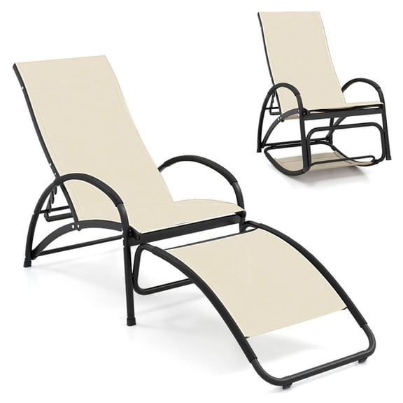 Zaverox 2-in-1 Outdoor Rocking Chair with 4-Position Adjustable Backrest for Patio, Porch, Poolside – Comfortable Folding Design for Garden and Lawn Use