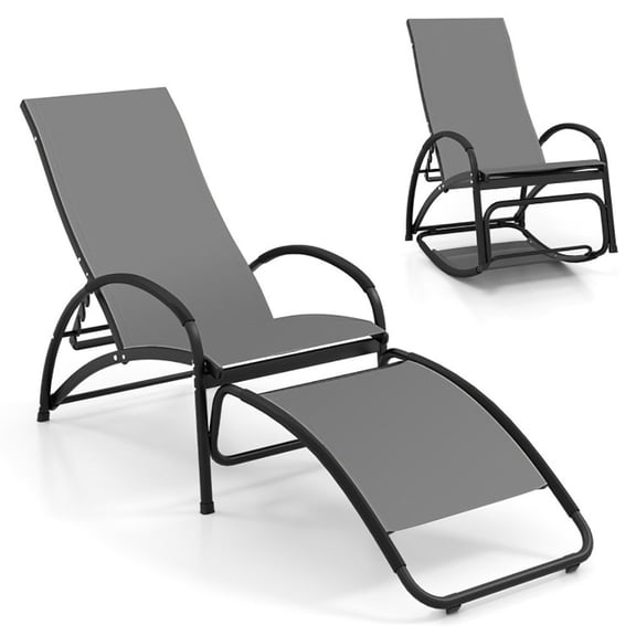 Zaverox 2-in-1 Outdoor Rocking Chair with 4-Position Adjustable Backrest for Patio, Porch, Poolside – Comfortable Folding Design for Garden and Lawn Use
