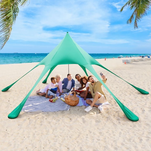 Zaverox  20 x 20 FT Large Beach Canopy Tent, UPF50+ UV Sun Protection Outdoor Shade Tent with Sand Shovel for Beach Lawn Picnic