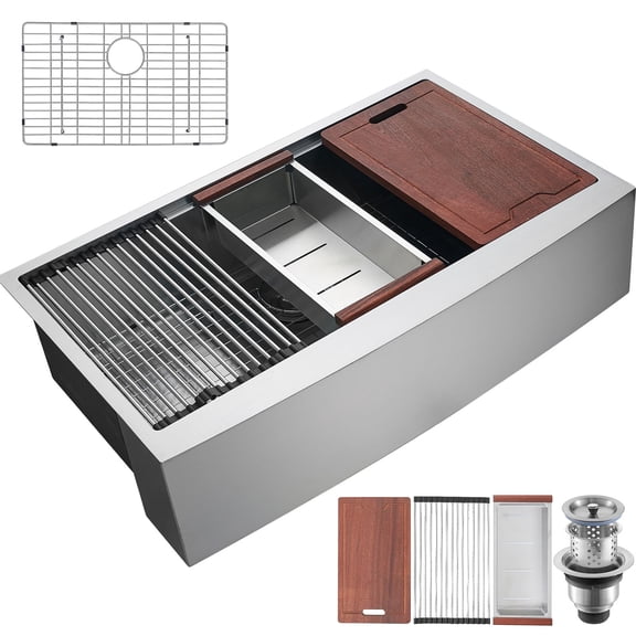 Zaverox 21"x41" 1 Compartment Free Standing Small Stainless Steel Prep & Utility Sink with Faucet & Legs for Garage, Restaurant, Kitchen, Laundry