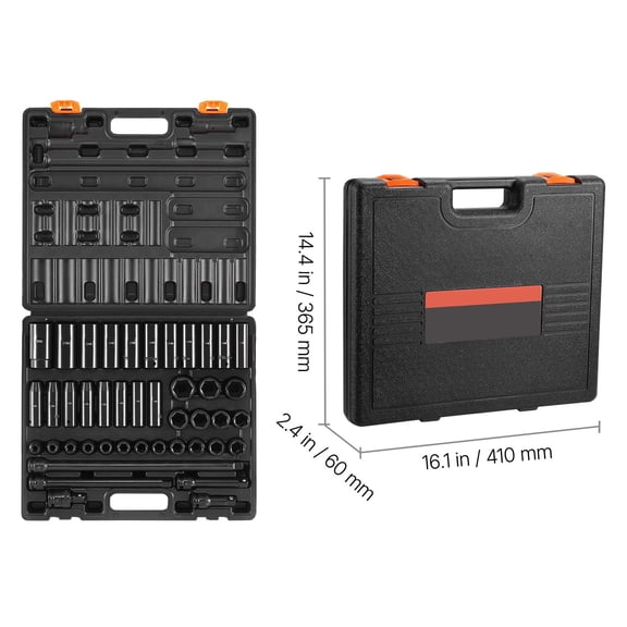 Zaverox 43PCS 1/2" Drive Standard & Deep 6-Point Impact Socket Set, Metric 9-30mm Heavy Duty Socket Assortment