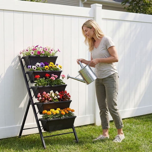 Zaverox 5-Tier Vertical Rolling Raised Garden Bed For Backyard Planting
