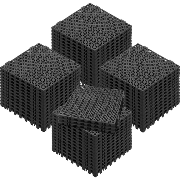 Zaverox 55 Pack Black Soft PVC Interlocking Drainage Tiles 12"x12", Non-Slip for Bathroom, Kitchen, Pool & Wet Areas