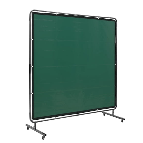 Zaverox 6' x 6' Single Panel Welding Screen with Frame, Flame Resistant Vinyl Welding Curtain with 4 Swivel Wheels 2 Lockable, Mobile Industrial Welding Protection Screen for Workshop, Green
