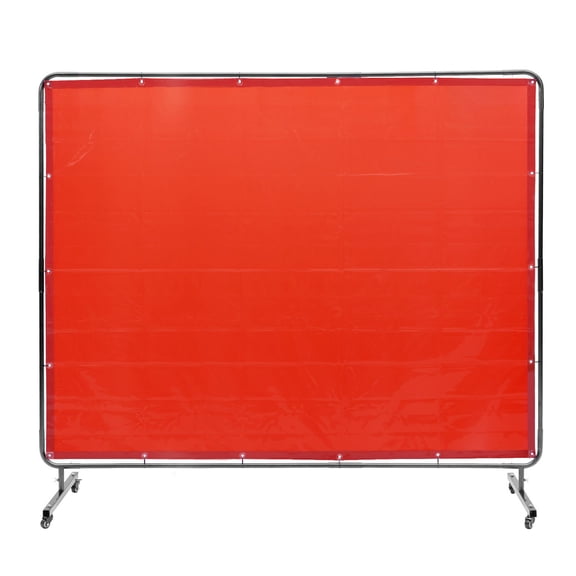 Zaverox 6' x 8' Single Panel Welding Screen with Frame, Flame Resistant Vinyl Welding Curtain with 4 Swivel Wheels 2 Lockable, Mobile Industrial Welding Protection Screen for Workshop