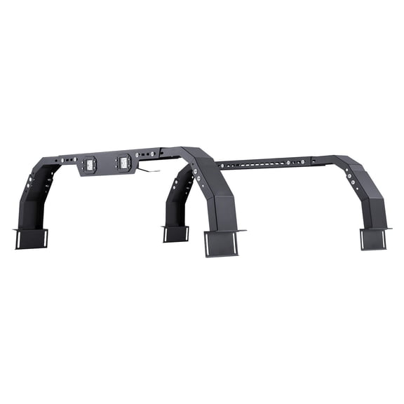 Zaverox Adjustable Overland Truck Bed Rack, 14.4-17.3 in Height, with Security LED Light for Pickup Trucks