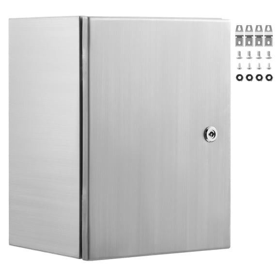 Zaverox IP66 Waterproof 304 Stainless Steel Wall Mount Electrical Equipment Box with Hinge Lock & Mount Plate 24208 Inch