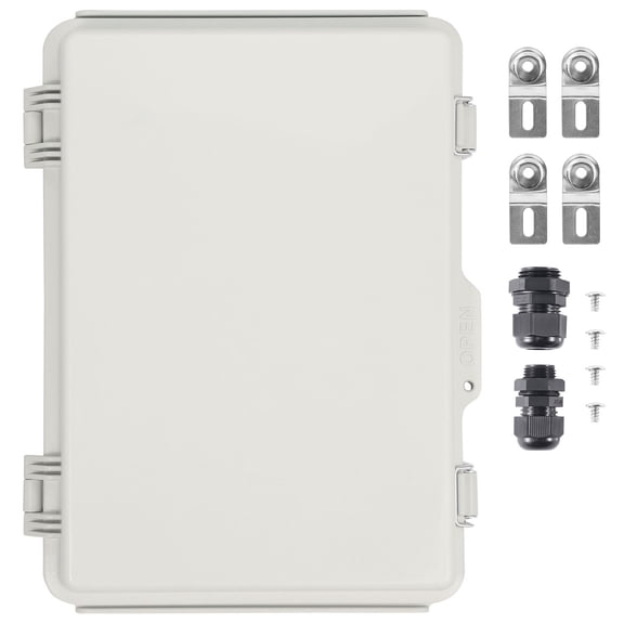 Zaverox IP67 Waterproof ABS Plastic Hinged Junction Box Stainless Steel Buckle Outdoor Electrical Project Box 16.9312.997.09 Inch