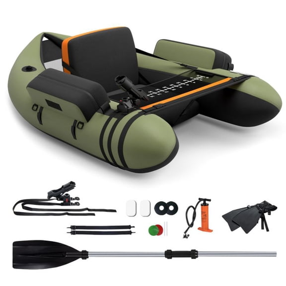 Zaverox Inflatable Fishing Float Tube with Air Pump, Multiple Storage Pockets and Built-in Fish Measuring Ruler for Lake River Angling