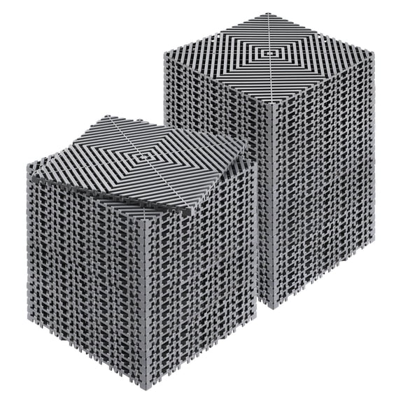 Zaverox Interlocking Drainage Mat 12"x12", 50 Pack Non-Slip Gray PP Modular Floor Tiles for Garage, Garden, Kitchen & Outdoor