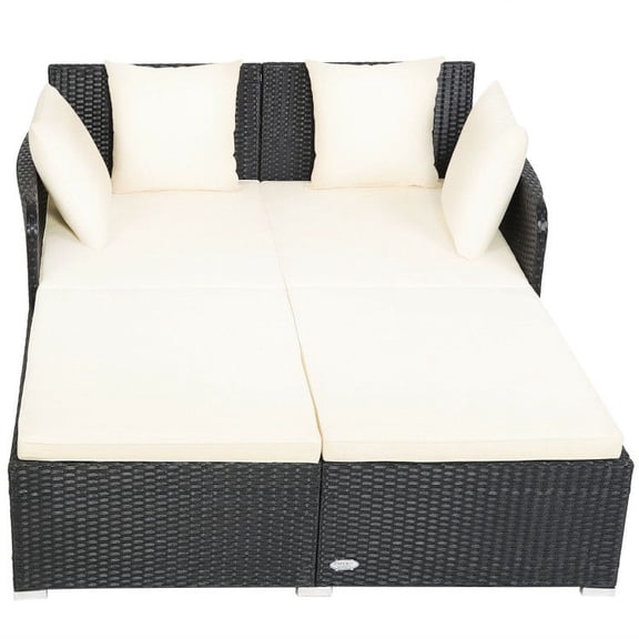 Zaverox  Outdoor Rattan Daybed with Thick Upholstered Cushion – Spacious Patio Sofa Bed for Garden, Poolside, Backyard