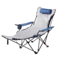 thumbnail image 1 of Zaverox Reclining Camping Chair, 4 Adjustable Positions, Portable Folding Lounger for Adults, Mesh Beach Chair with Footrest & Plush Cushion, Supports 220 lbs, Heavy Duty Camp Chairs for Patio, Blue, 1 of 6