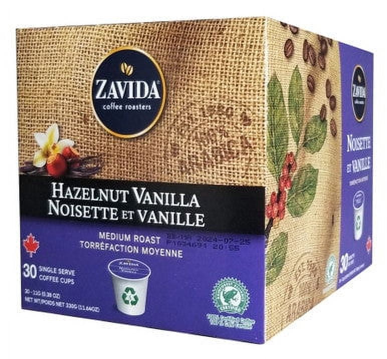 Zavida Hazelnut Vanilla Medium Roast Coffee, K-Cups, 30