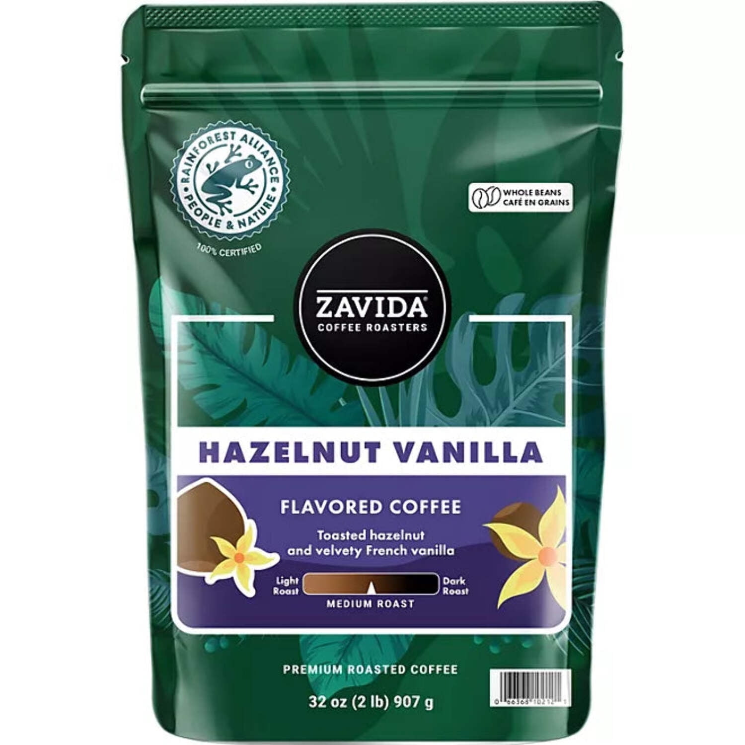 Zavida Hazelnut Vanilla Whole Bean Coffee, Premium, 2 lb - Walmart.com