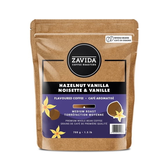 Zavida Hazelnut Vanilla Whole Bean Coffee 700g - Premium Flavored Coffee