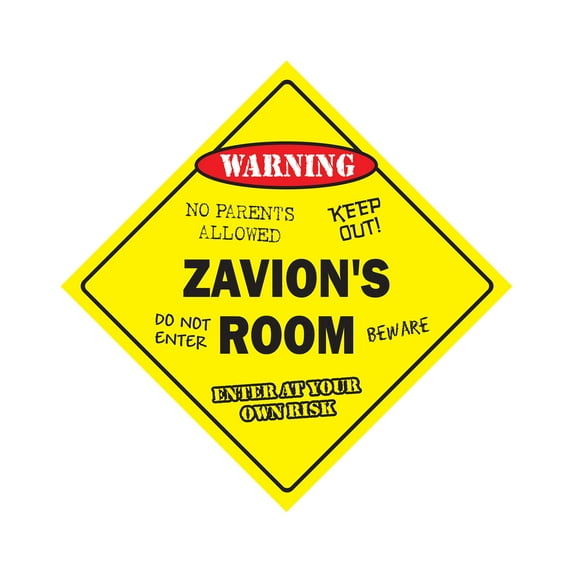 Zavion's Room Sign Crossing Zone Xing | Indoor/Outdoor | 17" Tall kids bedroom decor door children's name boy girl