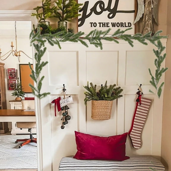 Zawou 1.8-Meter Green Rattan Plastic Soft Rubber Pine Decorative Strip, Faux Needle Garland for Christmas Tree, Mantle, Door, or Window Holiday Display