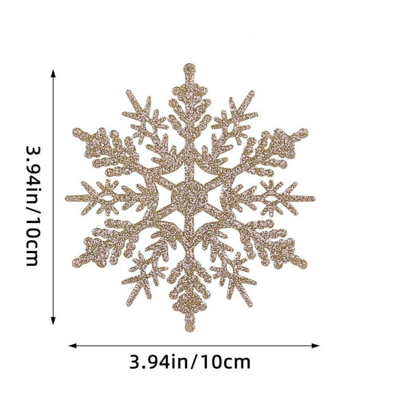 Zawou 12pcs Khaki Plastic Snowflake Christmas Ornaments, Glitter Hollow Hanging Decorations for Tree, Wreath, Garland, Winter Wonderland Holiday Décor