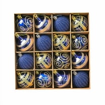 Zawou 16-Pack 6cm Painted and Plated Pearl-Like Christmas Ball Ornaments in Royal Blue, Decorative Hanging Pieces for Trees, Mantels, Indoor Holiday Parties, and DIY Displays