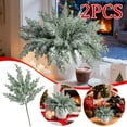 thumbnail image 1 of Zawou 2 Pcs Christmas Snow Frosted Pine Branches, Artificial Green Cedar Sprigs Artificial Pine Branches, Forest Pine Needles Christmas Sprays and Picks for Holiday DIY Wreaths Craft Home Decor, 1 of 7