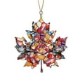Zawou 2024 Maple Leaf Shaped Wall Decoration,Stained Glass Window