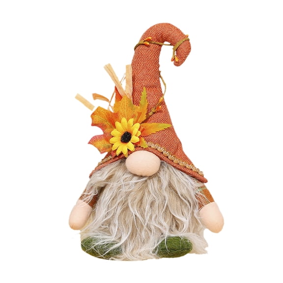 Zawou 2Pc Fall Gnome Lighted Thanksgiving Plush Elf Decorations,Home Light Up Handmade Pumpkin Swedish Doll Table Decor,Tabletop Ornament Autumn Figurine Holiday Housewarming Gift