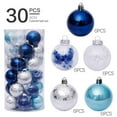 thumbnail image 1 of Zawou 30PCS Blue White Silver Christmas Baubles - Shatterproof Christmas Ball Ornaments for Xmas Tree Wedding Party Decoration Bulk Set, 1 of 3