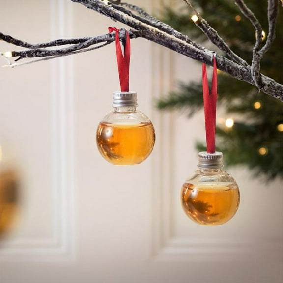 Zawou 6 Pcs Christmas Booze Balls Filled Water Bottle Christmas Tree Ornaments,Bulbs Shape Clear Plastic Christmas Ornaments Pendant Ball,Home Decoration Party Decoration