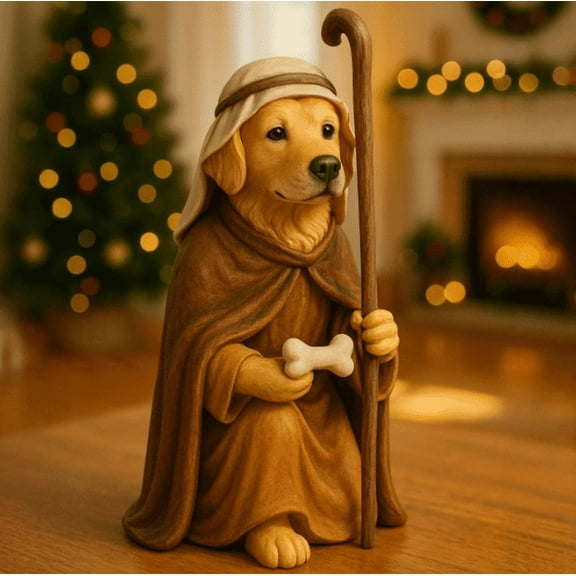 Zawou Canine Creche Dog Nativity Scene Decoration, Christmas Pageant Nativity Figurine Set, Dog Nativity Scene Yard Signs with Stakes for Xmas Yard Garden Home Decor
