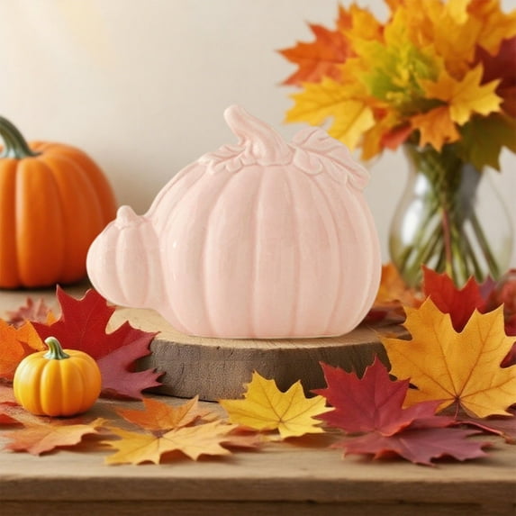 Zawou Ceramic Pumpkin Ornament – Handmade Decorative Fall Centerpiece for Home or Office, Modern Minimalist Harvest Accent