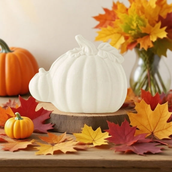 Zawou Ceramic Pumpkin Ornament – Handmade Decorative Fall Centerpiece for Home or Office, Modern Minimalist Harvest Accent