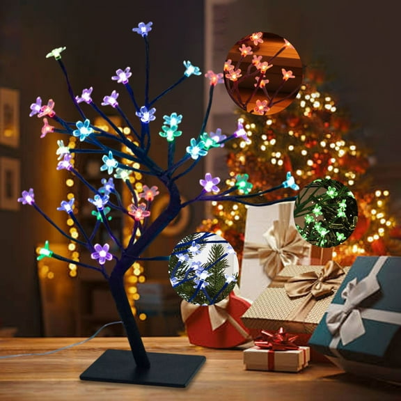 Zawou Cherry Blossom LED Tree Lights - Color-Changing Glowing Indoor Decoration for Bedroom, Living Room, and Festive Seasonal Ambiance
