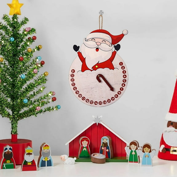 Zawou Christmas Countdown Ornaments, Wooden Hanging Advent Calendar with Snowman, Elf, and Santa Claus Decorations for Tree, Door, Wall, Garden, Porch